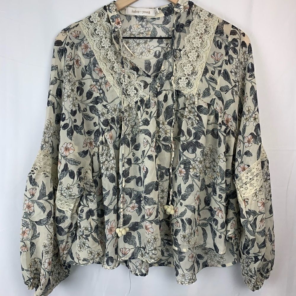 Bishop & Young Sheer Floral Blouse Size Small